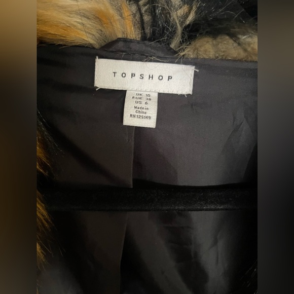 Topshop Fabulous Tiger Multi Color Faux Fur Jacket Coat sz 6 - Picture 3 of 6
